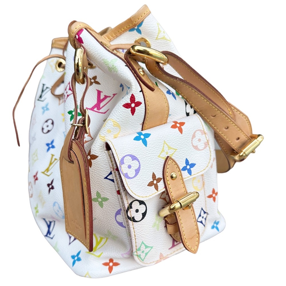 Louis Vuitton Petit Noe Bucket Bag Shoulder Hobo Monogram Multicolor Blanc White - Picture 11 of 12